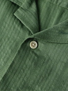 Corridor - Camp-Collar Striped Cotton-Blend Seersucker Shirt - Green