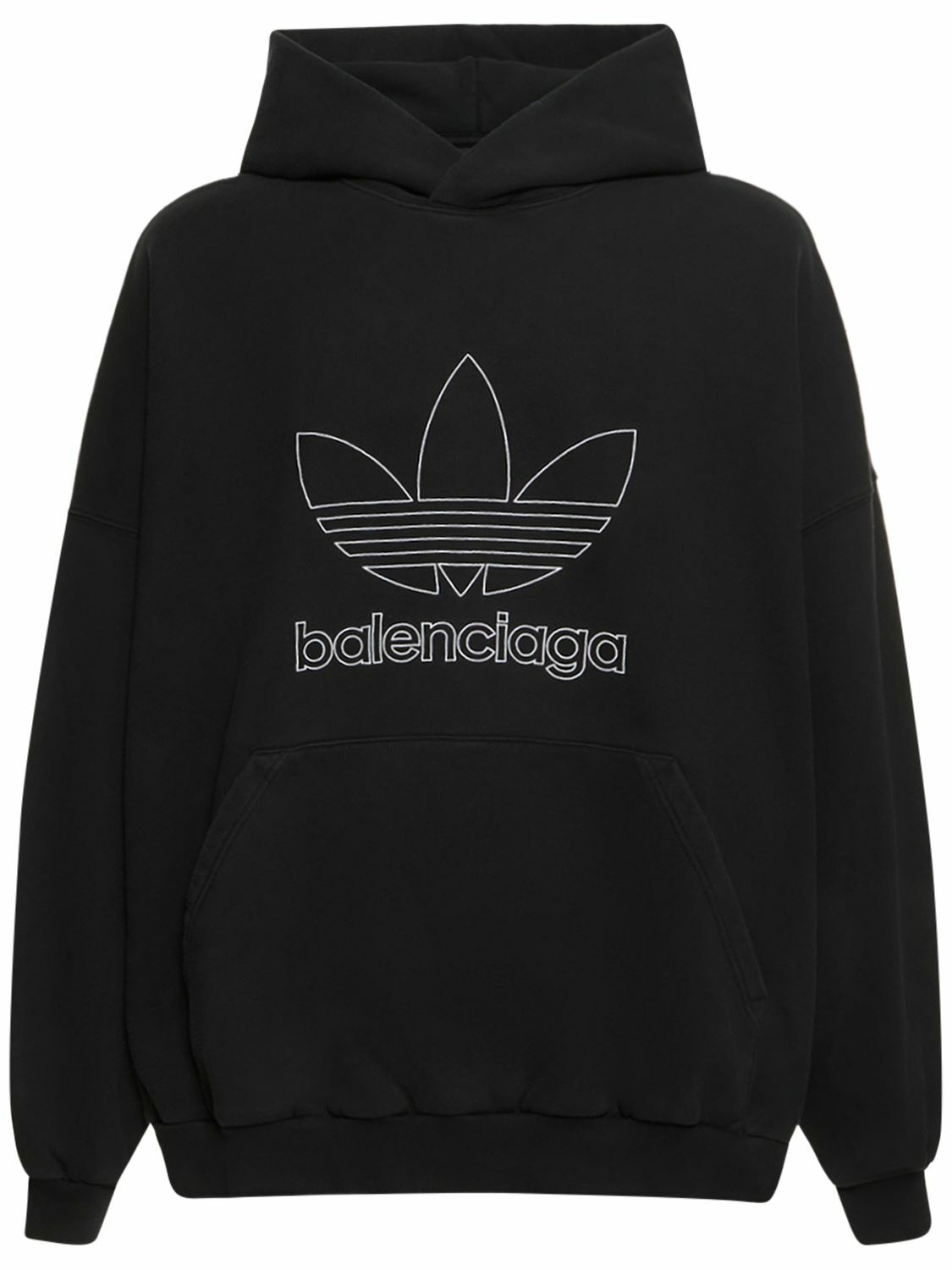 人気★関税込【BALENCIAGA】× adidas ロゴ フーディ Black BALENCIAGA - Adidas Cotton Hoodie Balenciaga