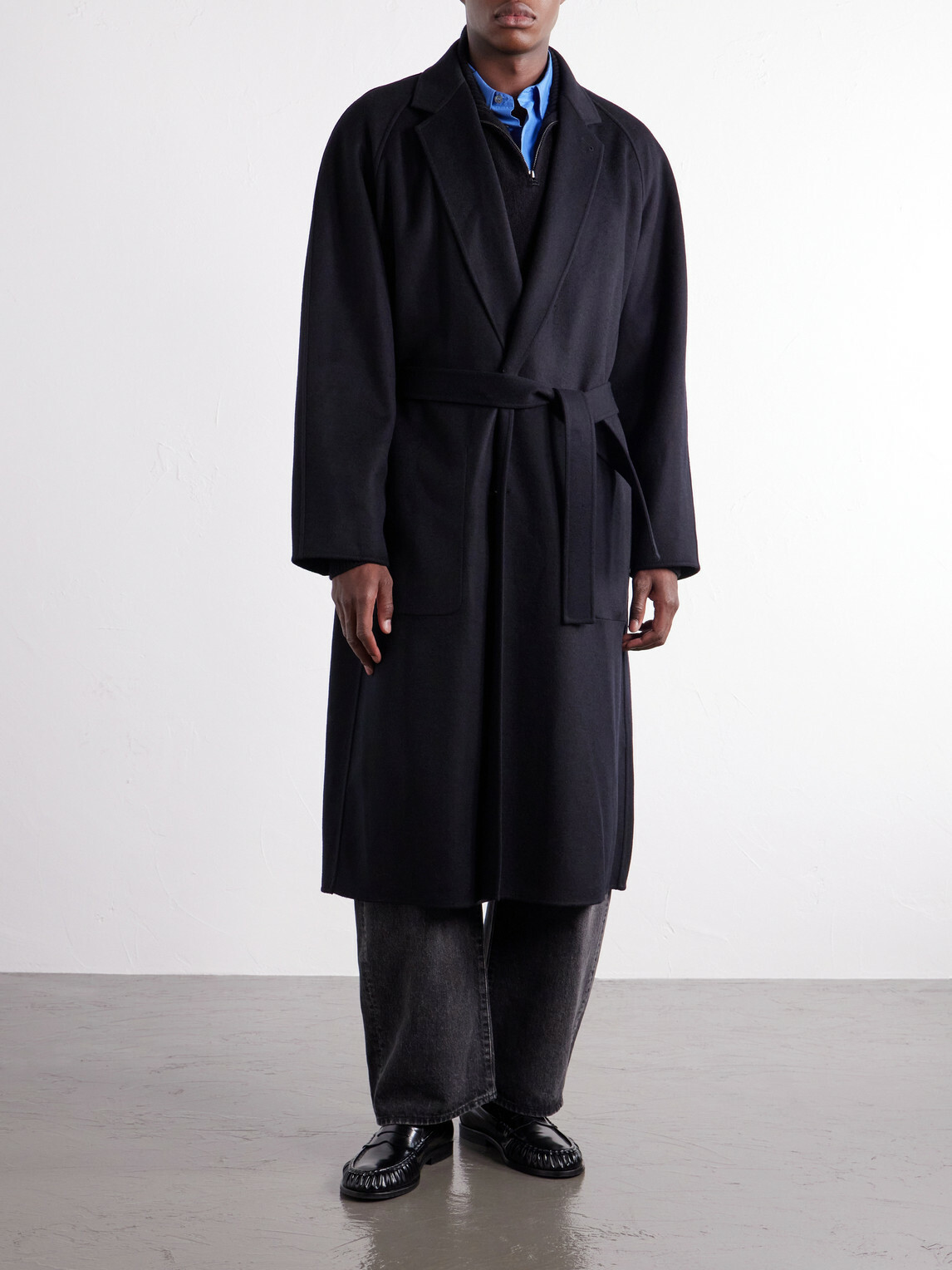 ssstein - Reversible Belted Wool-Blend Coat - Black