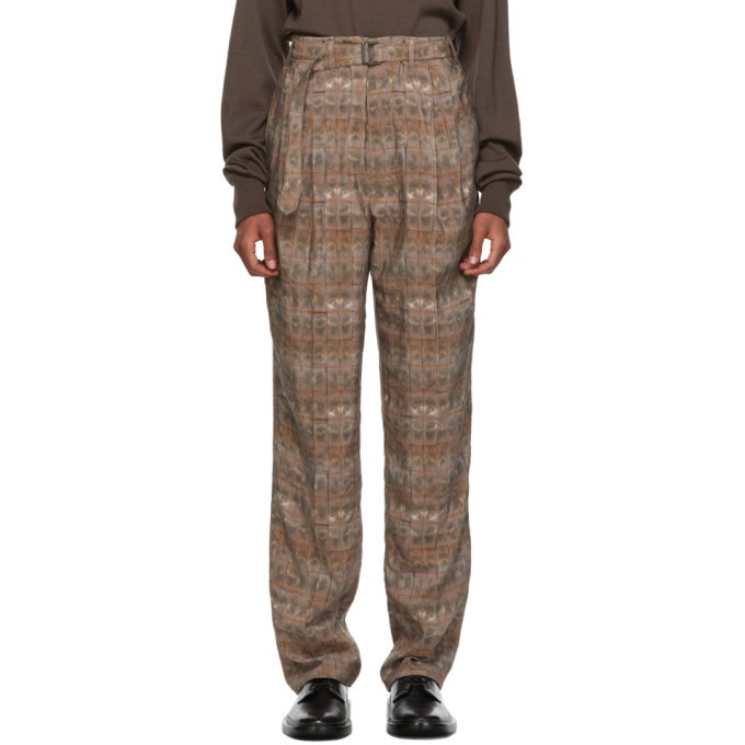 Photo: Lemaire Brown and Beige Belted Pleats Trousers