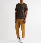 Fendi - Contrast-Tipped Logo-Print Cotton-Jersey T-Shirt - Brown