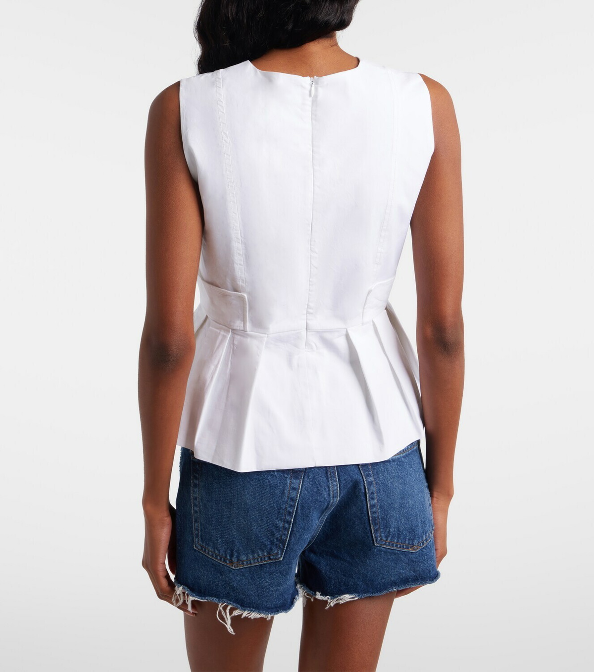 Ganni Peplum cotton-blend poplin top