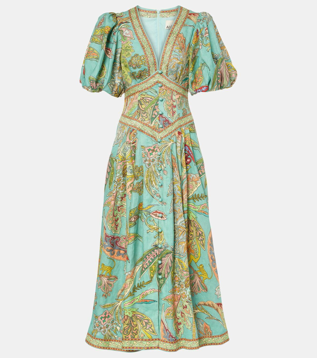 【Alemais】 Fenella ruflledコットンミディドレス Fenella ruflled cotton midi dress in multicoloured - Alemais