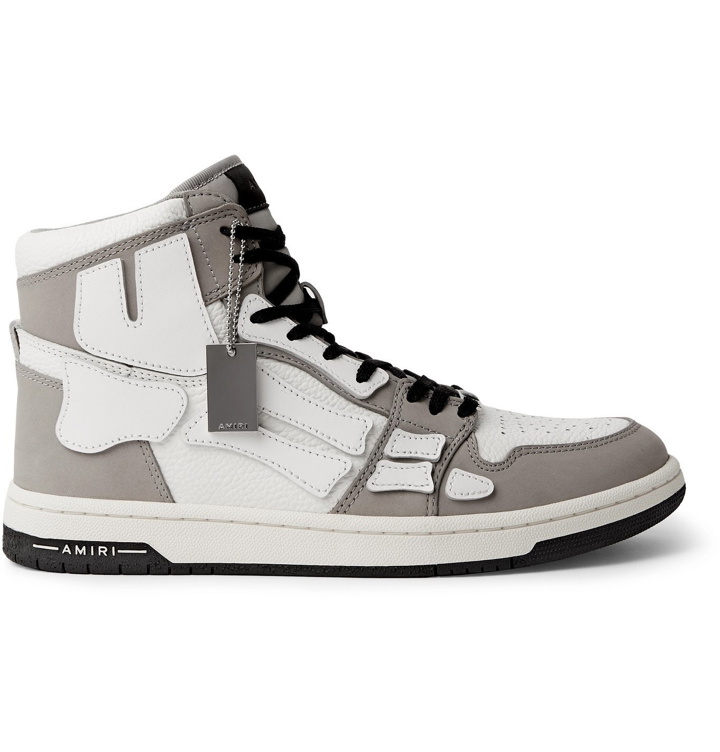 Photo: AMIRI - Skel-Top Colour-Block Leather and Nubuck High-Top Sneaker - Gray