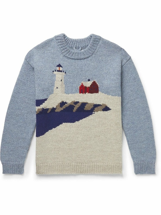 Photo: BODE - Highland Lighthouse Jacquard-Knitted Wool Sweater - Blue
