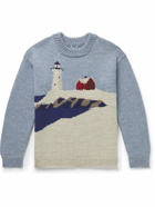 BODE - Highland Lighthouse Jacquard-Knitted Wool Sweater - Blue