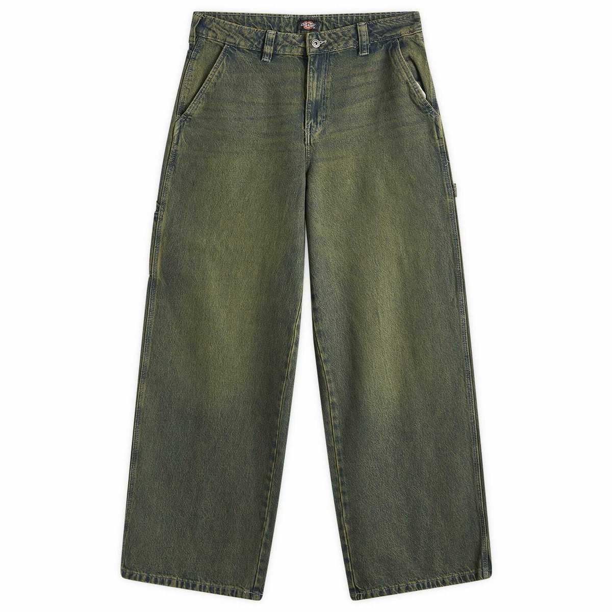 Dickies Women's Loose Denim Carpenter Pants in Green Tone Fade