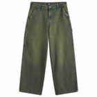 Dickies Women's Loose Denim Carpenter Pants in Green Tone Fade