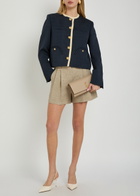Blaze Milano Selle Pleated Cotton-blend Shorts Beige
