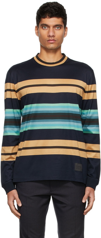 Photo: Paul Smith Navy Degrade Stripe T-Shirt