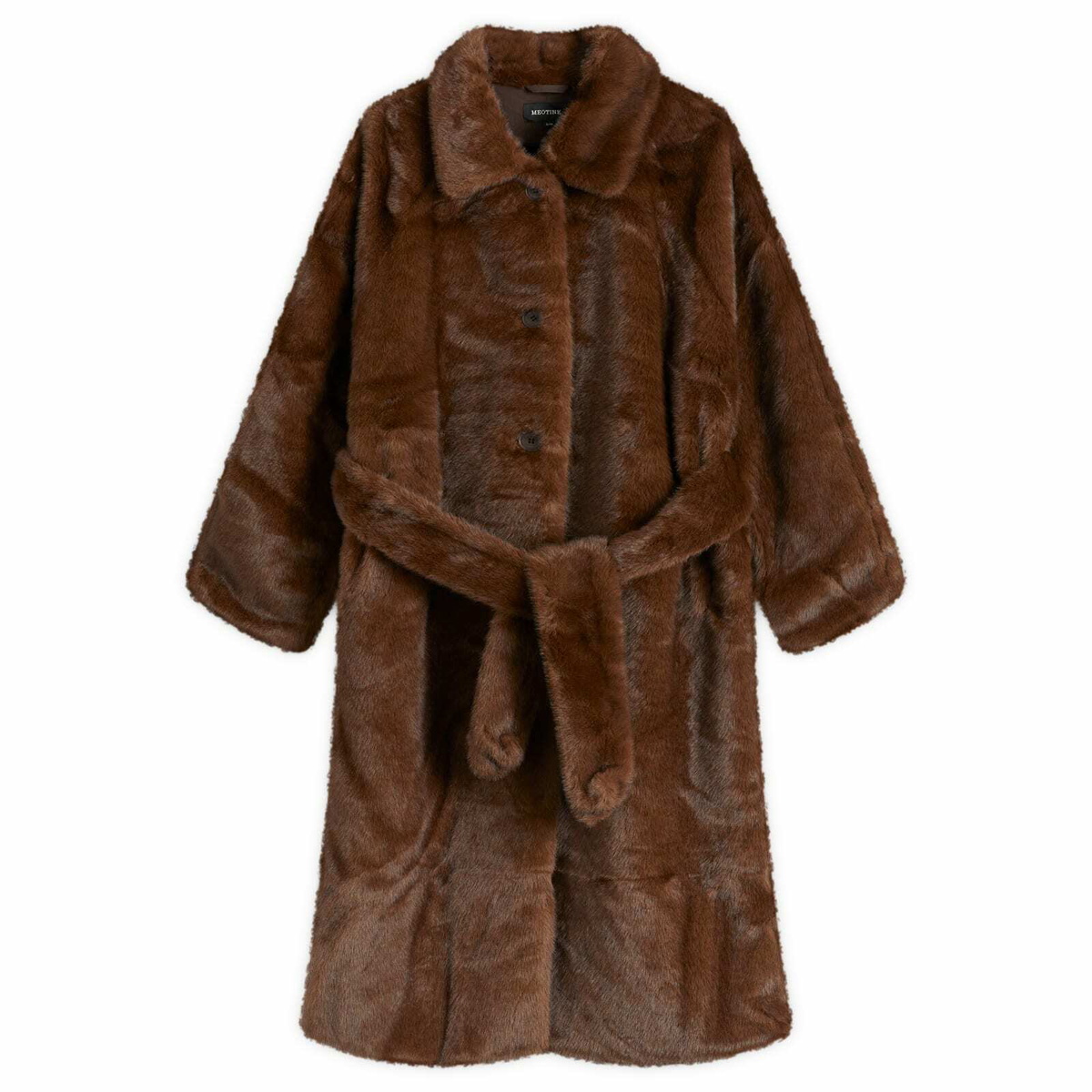 Meotine Women's Kelly Long Faux Fur Coat in Brown