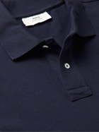 AMI PARIS - Logo-Embroidered Cotton-Piqué Polo Shirt - Blue