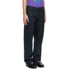 Marine Serre Black Moon Waxed Denim Straight Jeans