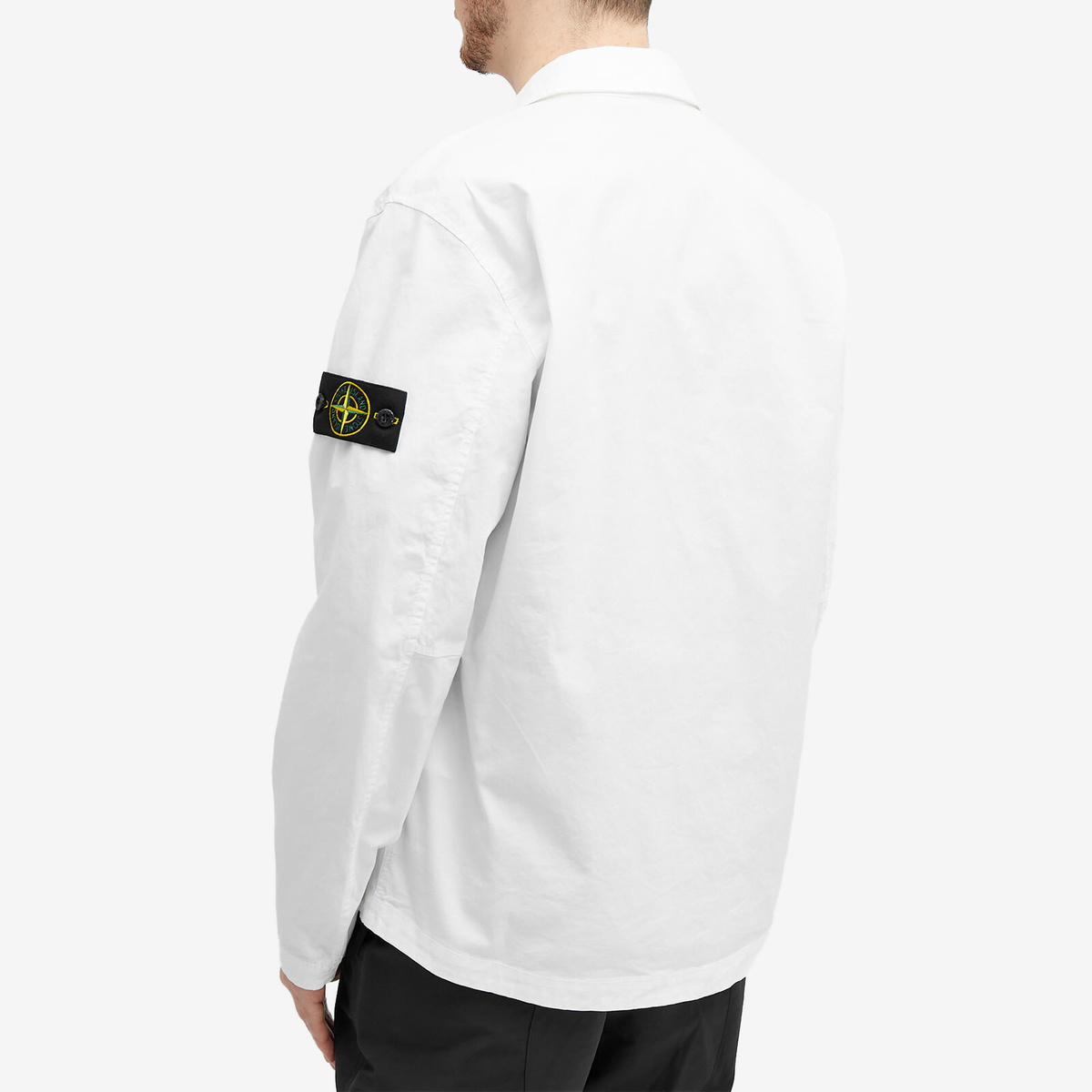 STONE  ホワイトシャツジャケット Stone Island Men's Supima Cotton Twill Stretch-TC Zip Shirt Jacket