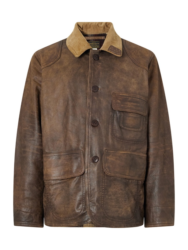 Photo: RRL - Corduroy-Trimmed Leather Jacket - Brown