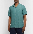 Hartford - Palm Camp-Collar Linen Shirt - Petrol