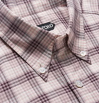 TOM FORD - Slim-Fit Button-Down Collar Checked Cotton Shirt - Pink