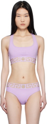 Versace Underwear Purple Greca Border Scoop Bralette