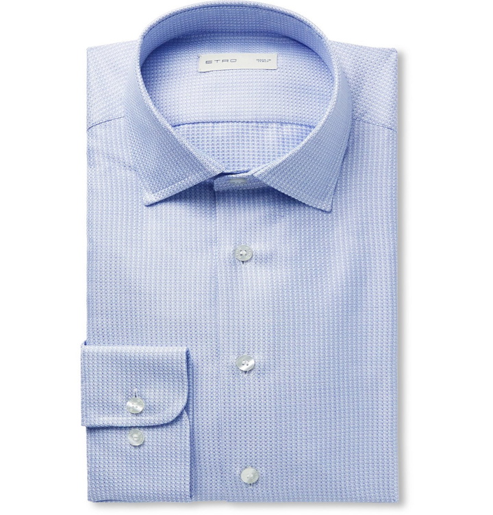 Photo: Etro - Cotton-Jacquard Shirt - Blue
