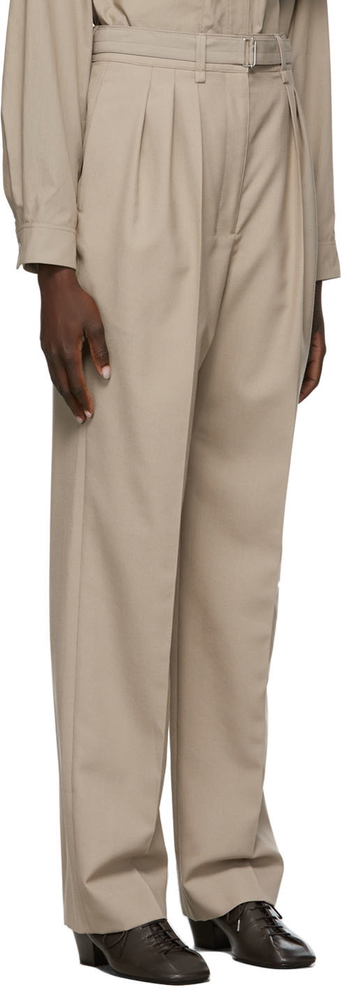 Lemaire Taupe Wool 3 Pleats Trousers Lemaire