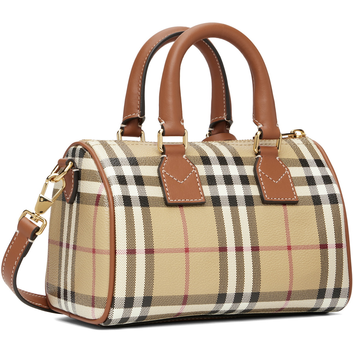 Burberry Beige Mini Check Bowling Bag