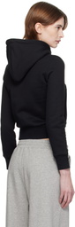 Fax Copy Express Black Tight Cropped Fleece-Lined Hoodie
