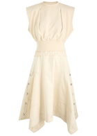 3.1 Phillip Lim Layered Jersey and Denim Midi Dress Ecru