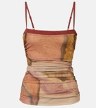 SIR Gathered printed mesh tank top