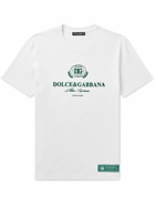 Dolce&Gabbana - Logo-Flocked Cotton-Jersey T-Shirt - White