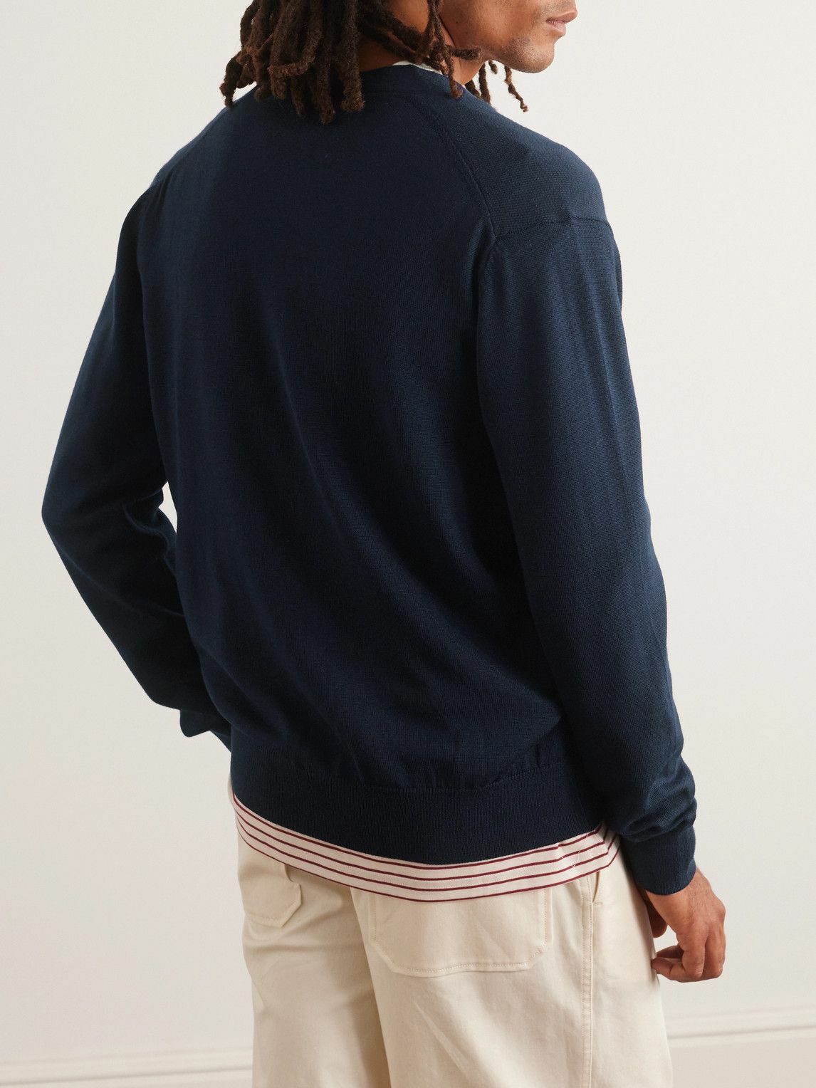 Maison Kitsuné - Logo-Appliquéd Wool Cardigan - Blue Maison Kitsune