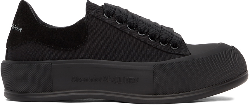 スニーカー Alexander Mcqueen Deck Plimsoll In Black/Silver WMNS) Alexander McQueen Deck Skate Plimsoll Shoes 'Black
