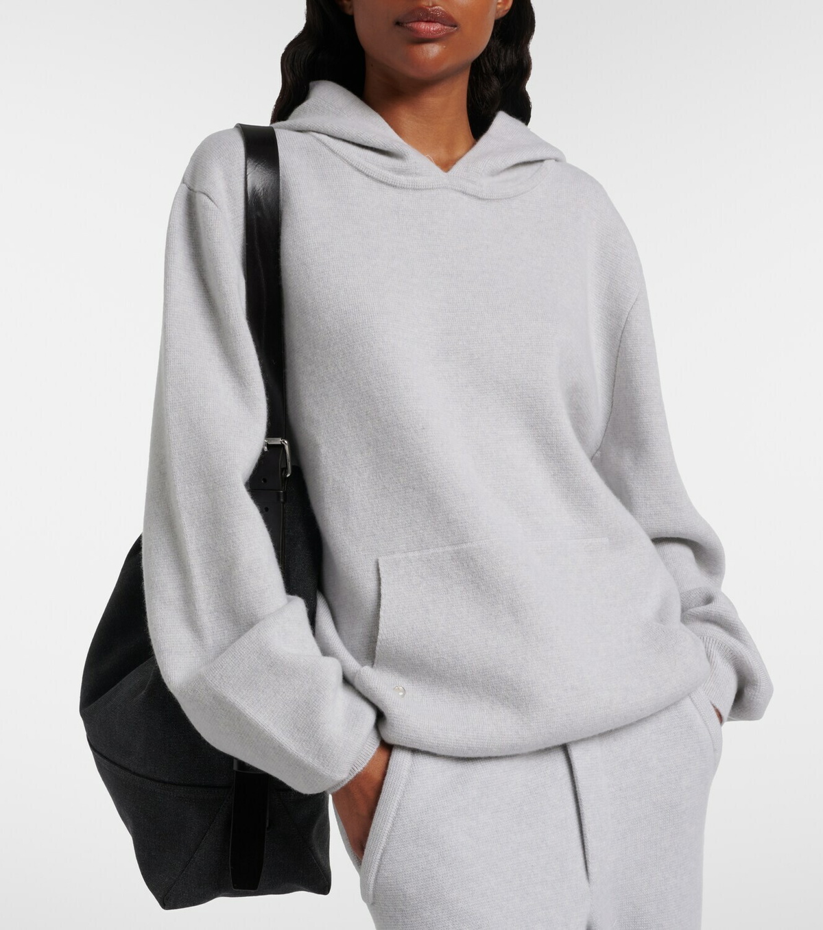 God's True Cashmere Cashmere hoodie with rose quartz