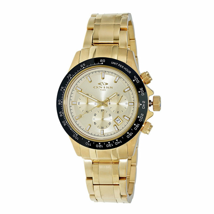Photo: Oniss ONZ6612 Chronograph Tachymeter Gold-tone Dial Mens Watch ON6612-MGG