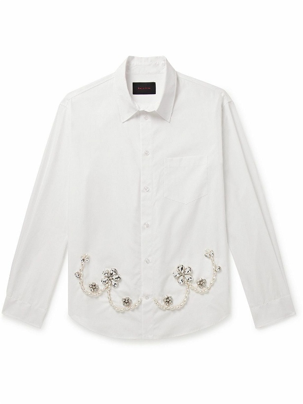 Photo: Simone Rocha - Embellished Cotton-Poplin Shirt - White