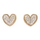 Adina Reyter Gold Tiny Pave Folded Heart Earrings