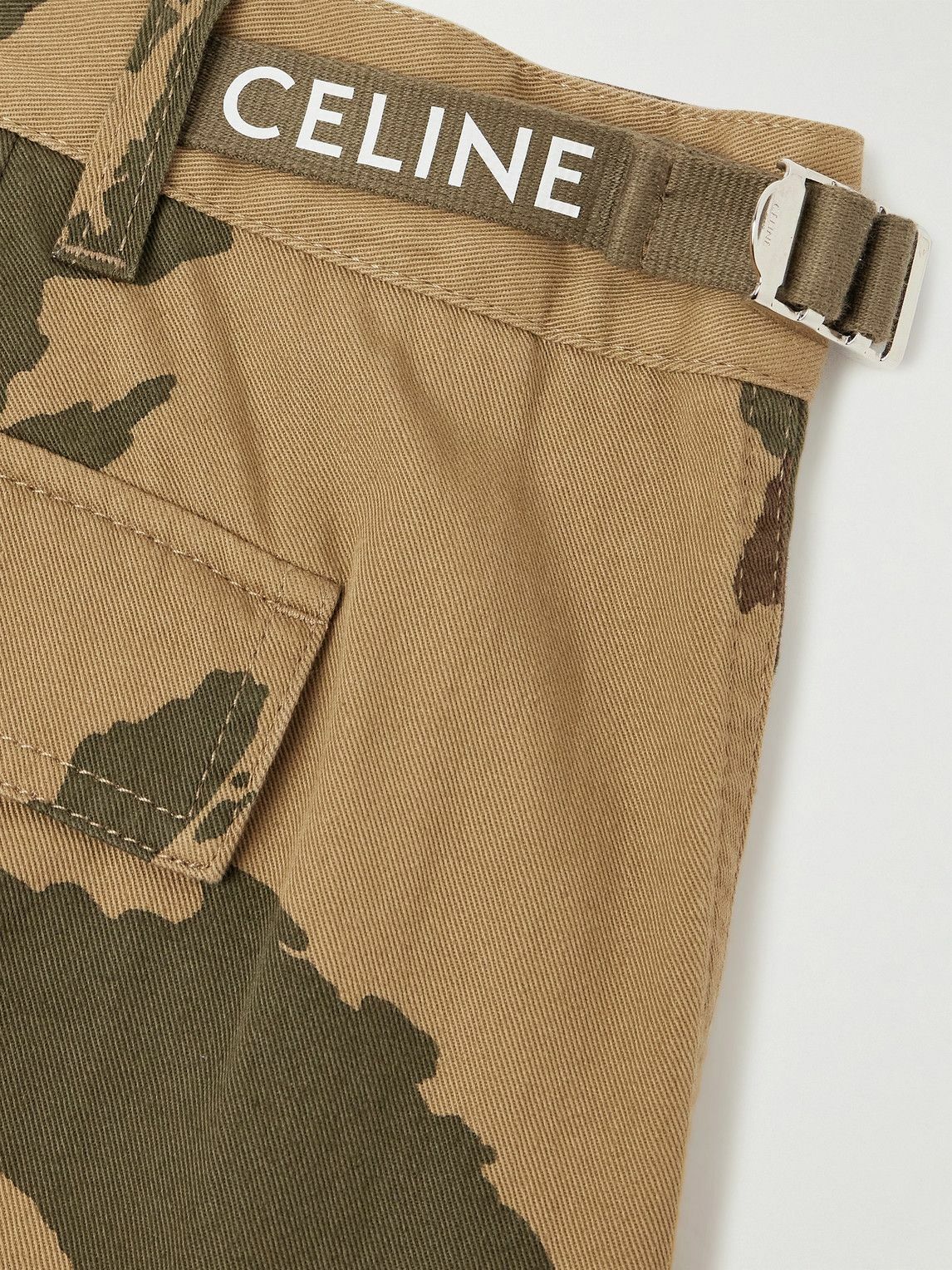 CELINE - Straight-Leg Camouflage-Print Cotton-Twill Cargo Shorts - Brown