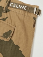 CELINE - Straight-Leg Camouflage-Print Cotton-Twill Cargo Shorts - Brown