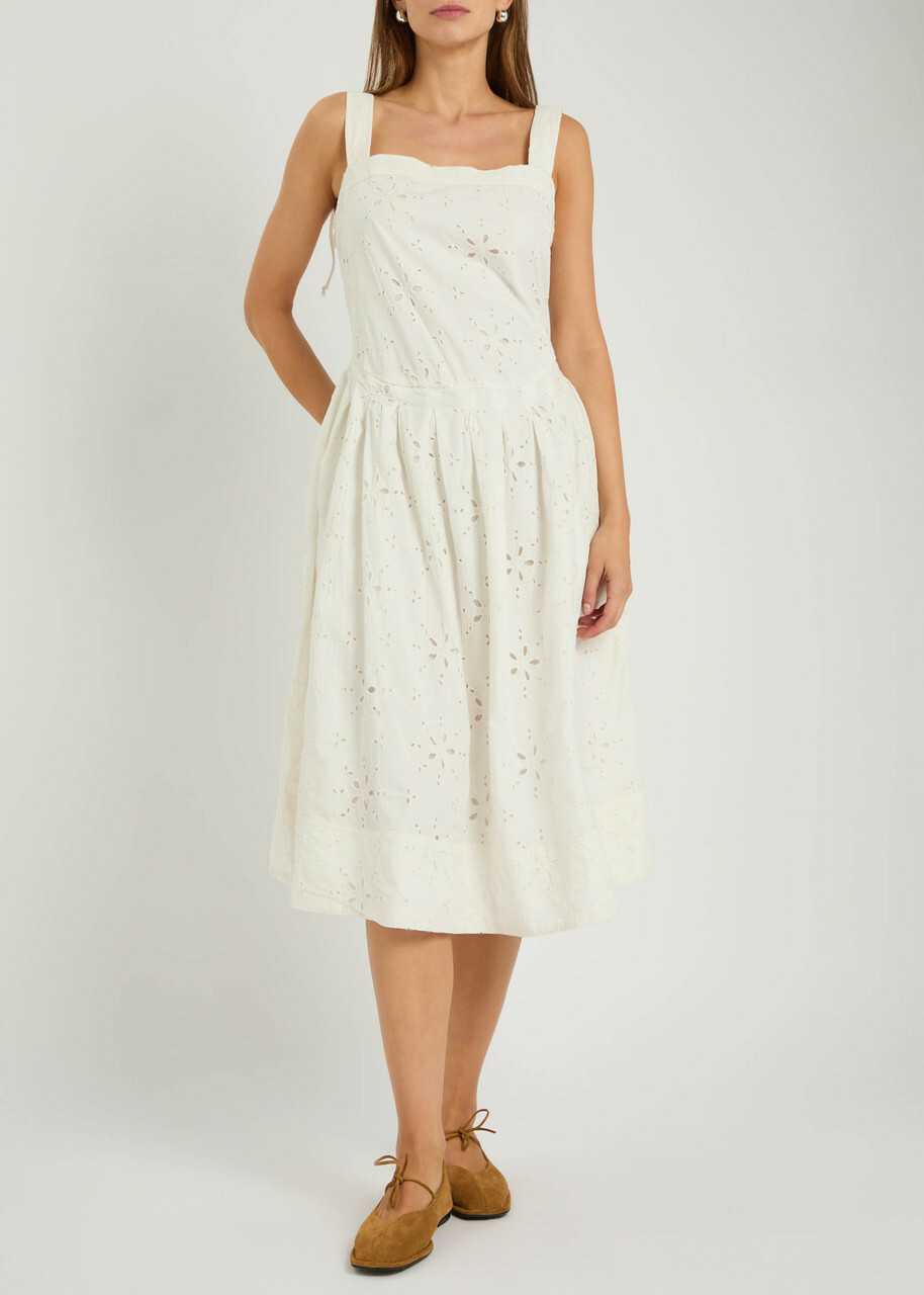 Free People Primavera Broderie Anglaise Cotton Midi Dress