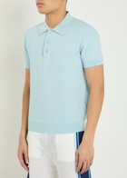 Casablanca Logo-monogrammed Cotton-blend Polo Shirt Light Blue
