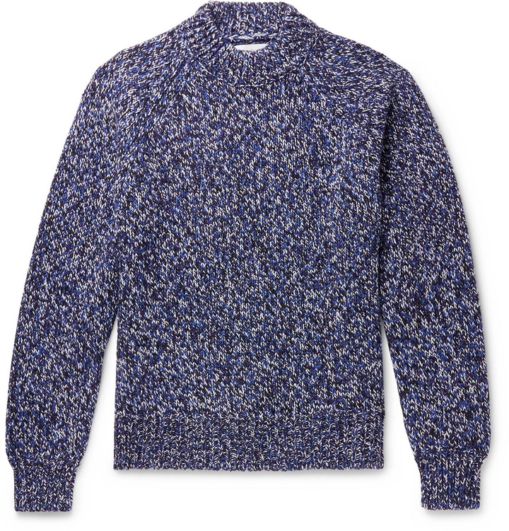 Photo: Mr P. - Mélange Merino Wool Mock-Neck Sweater - Blue