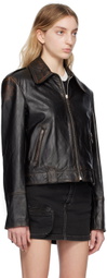 HALFBOY Black Short Leather Biker Jacket