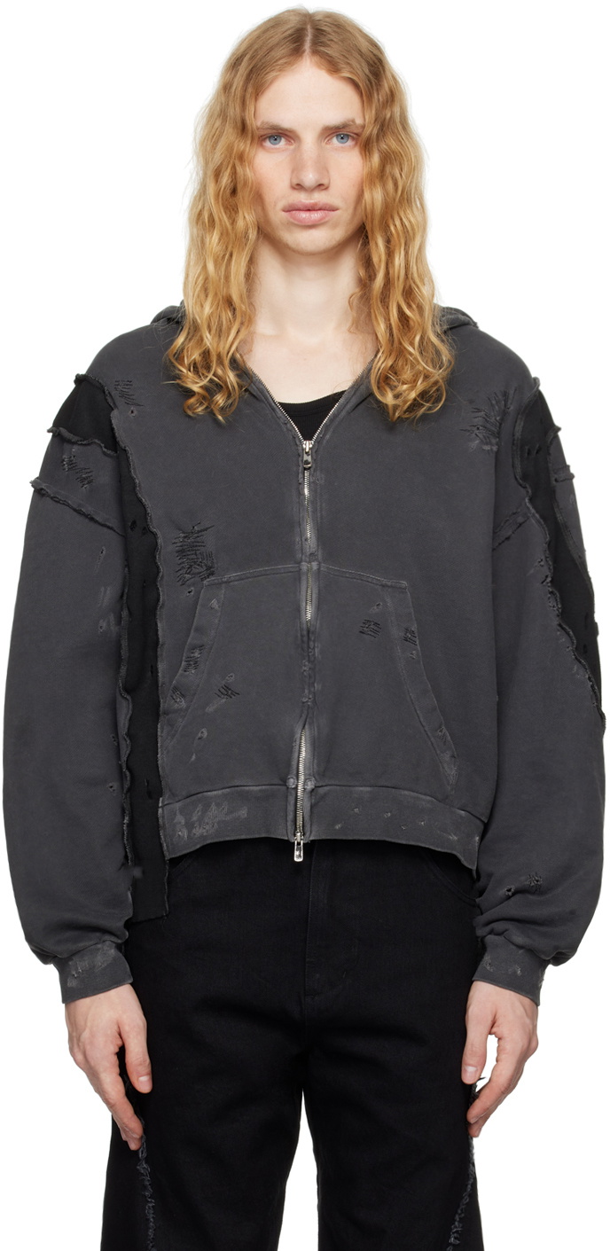 CMMAWEAR Black C Contrast Panel Reworked Hoodie