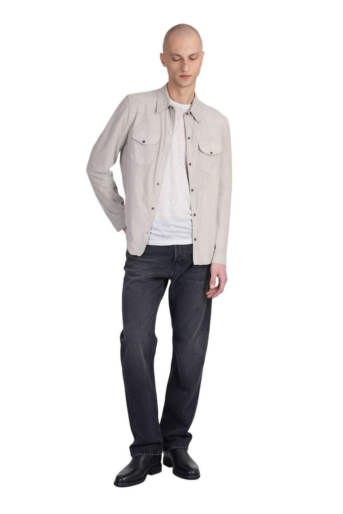 Salvatore Santoro Leather Jacket In Grey Leather