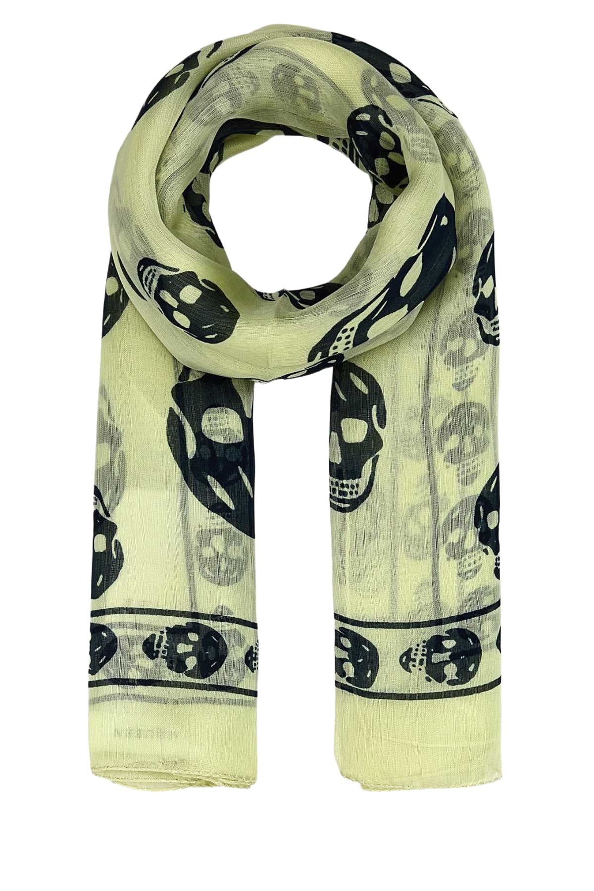 Alexander McQueen White & Yellow Skull Scarf Alexander McQueen Alexander McQueen White & Yellow Skull Scarf Alexander McQueen