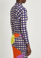 Pleats Please Issey Miyake Gingham Pleated Woven Shirt Navy