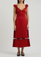 Free People Foolish Heart Cloqué Midi Dress Red