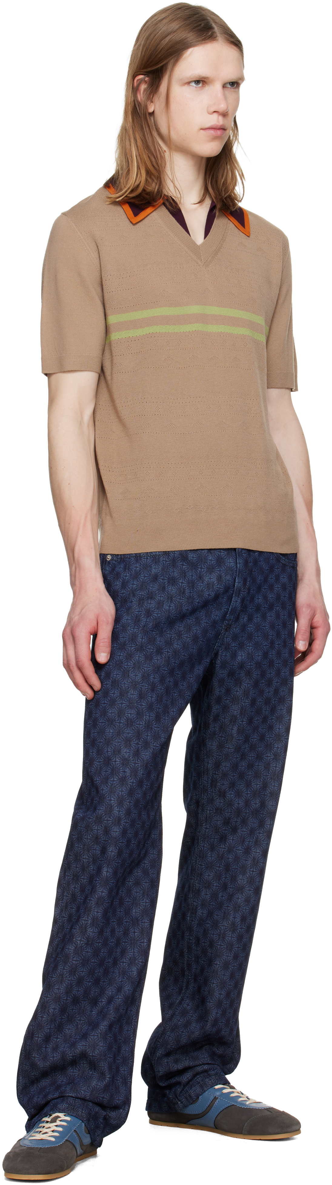 Dries Van Noten Beige Merino Wool Polo