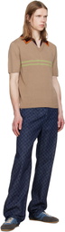 Dries Van Noten Beige Merino Wool Polo