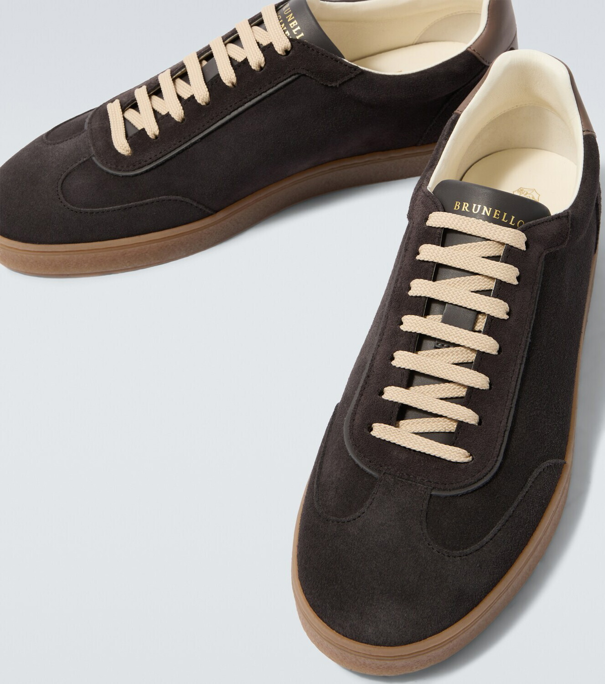 Brunello Cucinelli Leather-trimmed suede sneakers