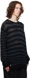 Yohji Yamamoto Navy Striped Sweater